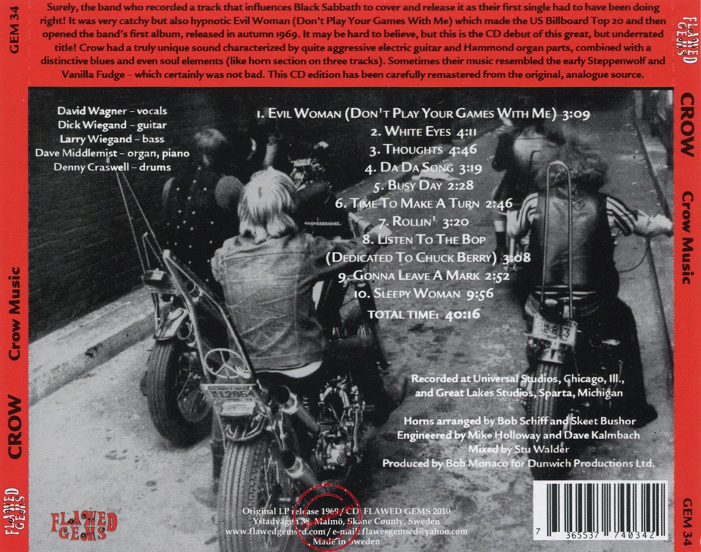 Audio CD: Crow (4) (1969) Crow Music