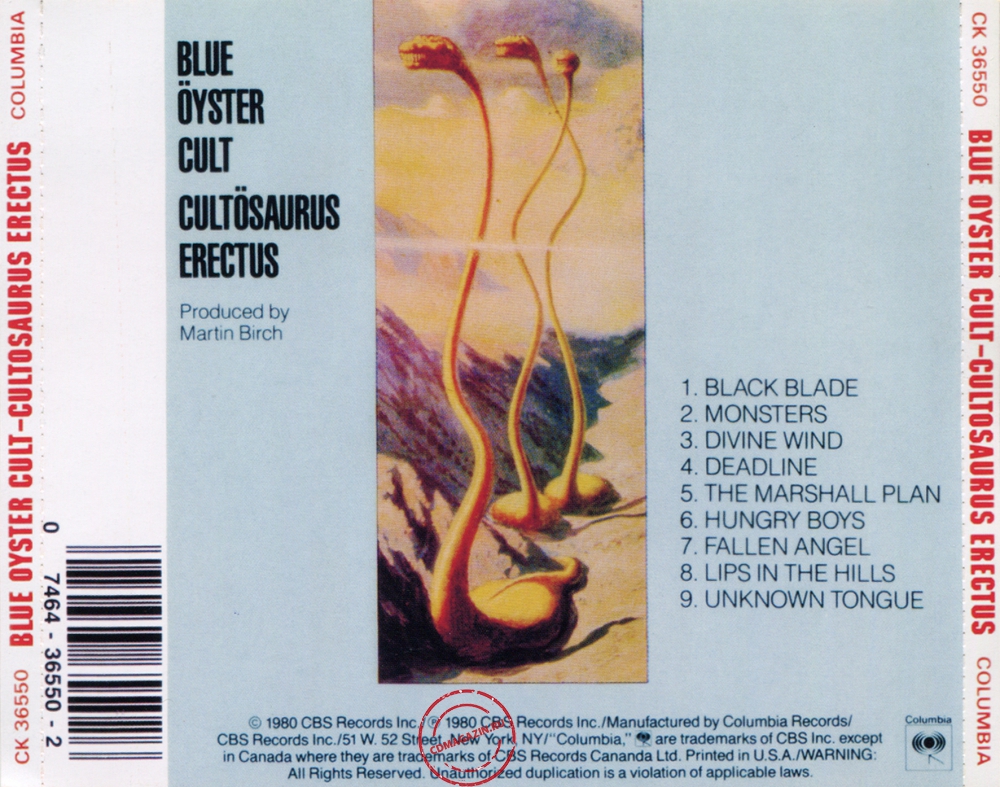 Audio CD: Blue Oyster Cult (1980) Cultosaurus Erectus Audio CD: Blue Oyster Cult (1980) Cultosaurus Erectus