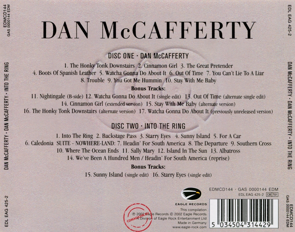 Audio CD: Dan McCafferty (1975) Dan McCafferty + Into The Ring