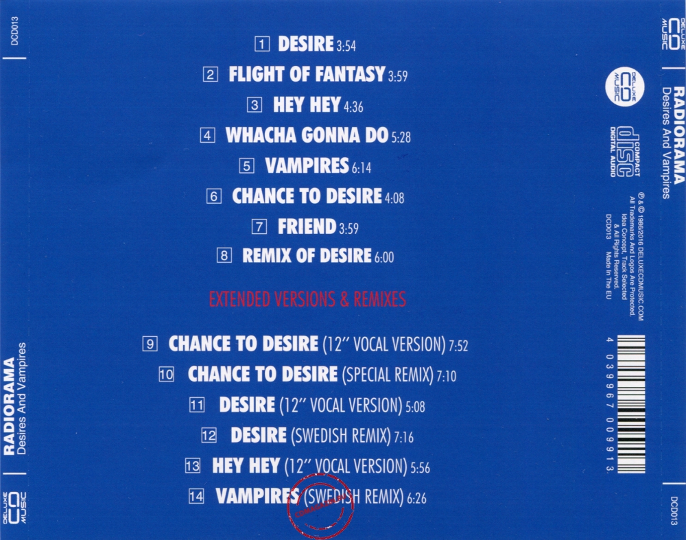 Audio CD: Radiorama (1986) Desires And Vampires Audio CD: Radiorama (1986) Desires And Vampires