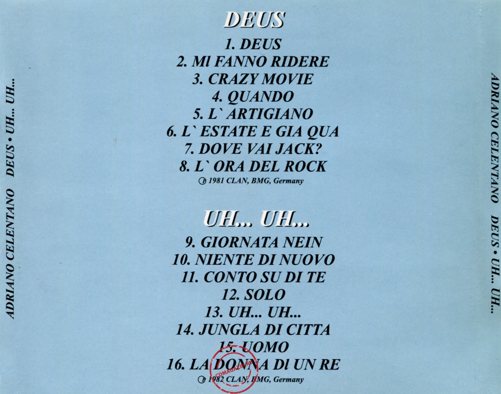 Audio CD: Adriano Celentano (1981) Deus + Uh... Uh... Audio CD: Adriano Celentano (1981) Deus + Uh... Uh...