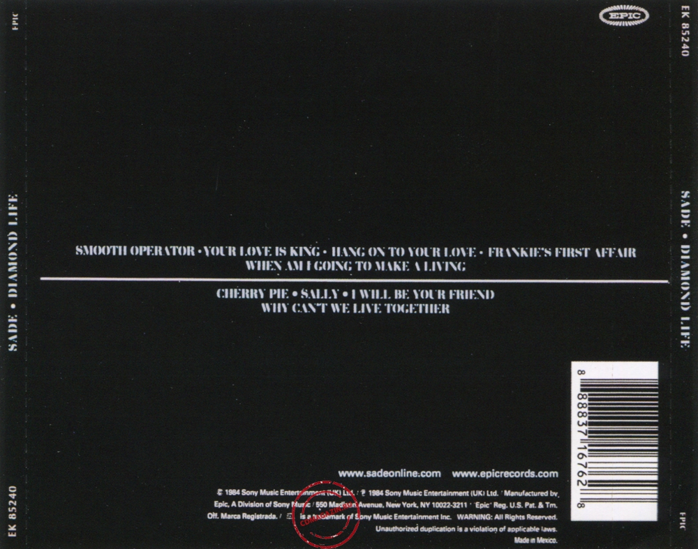Audio CD: Sade (1984) Diamond Life Audio CD: Sade (1984) Diamond Life