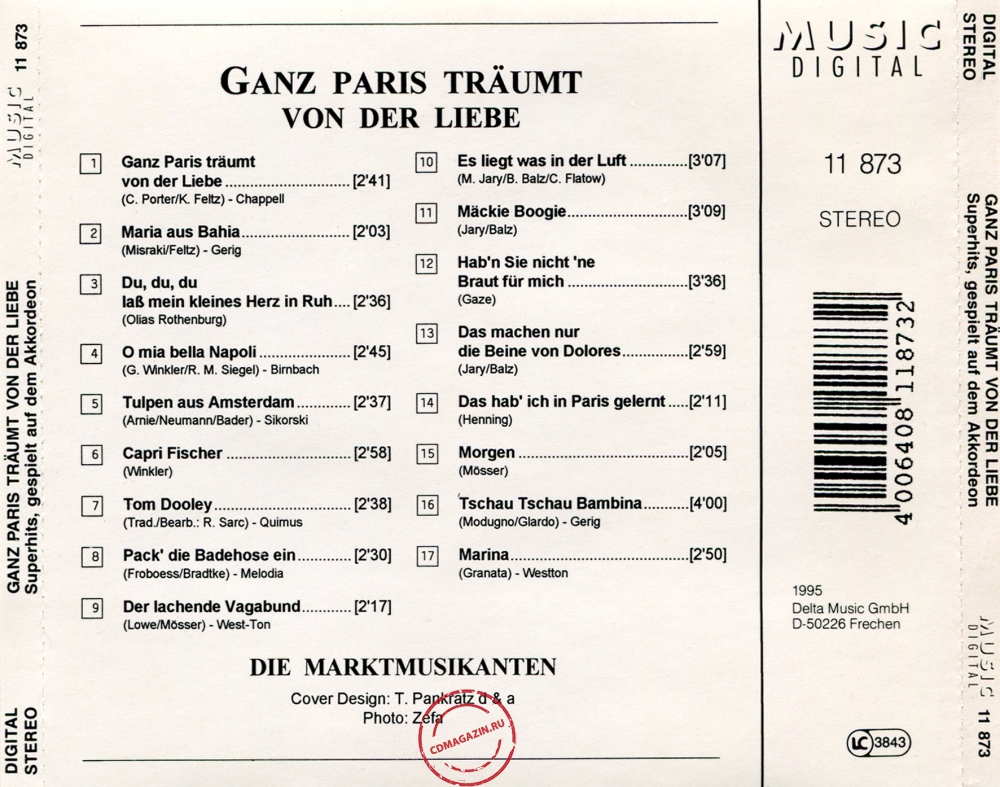 Audio CD: Die Marktmusikanten (1995) Ganz Paris Traumt Von Der Liebe Audio CD: Die Marktmusikanten (1995) Ganz Paris Traumt Von Der Liebe