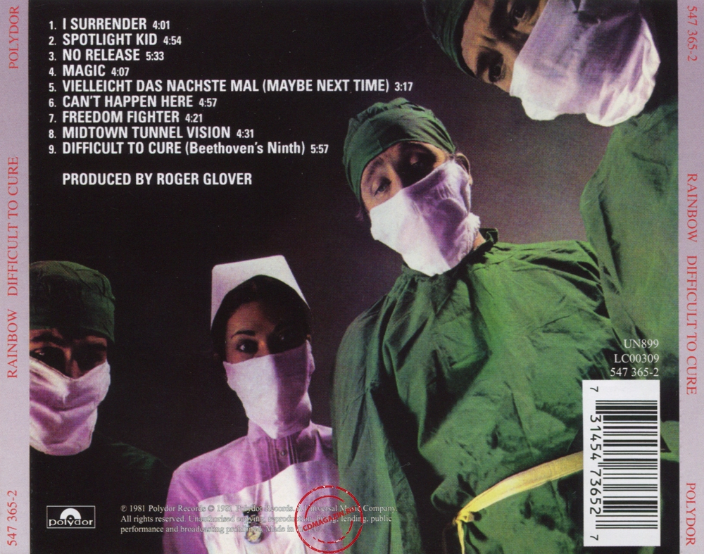 Audio CD: Rainbow (1981) Difficult To Cure