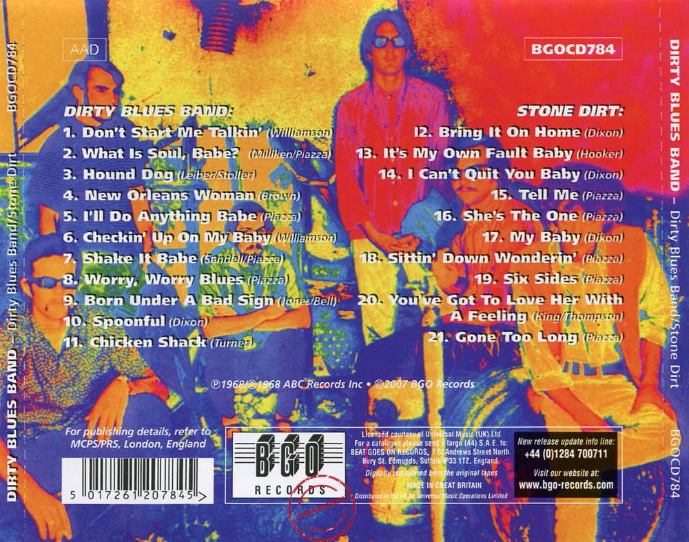 Audio CD: Dirty Blues Band (1967) Dirty Blues Band / Stone Dirt Audio CD: Dirty Blues Band (1967) Dirty Blues Band / Stone Dirt