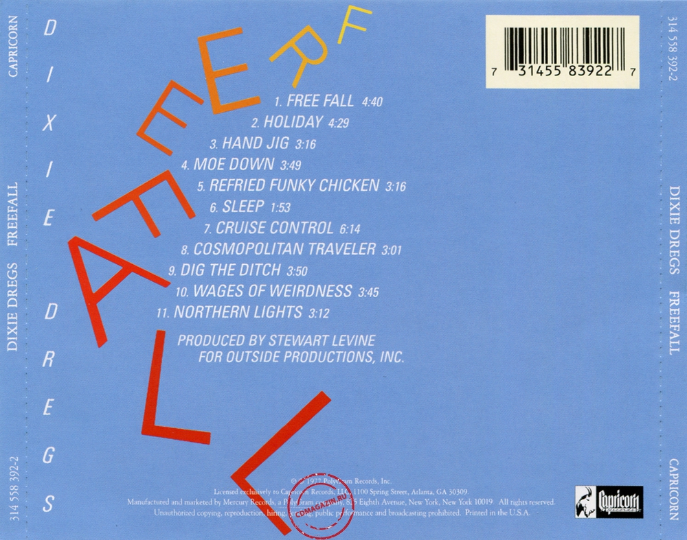 Audio CD: Dixie Dregs (1977) Freefall Audio CD: Dixie Dregs (1977) Freefall
