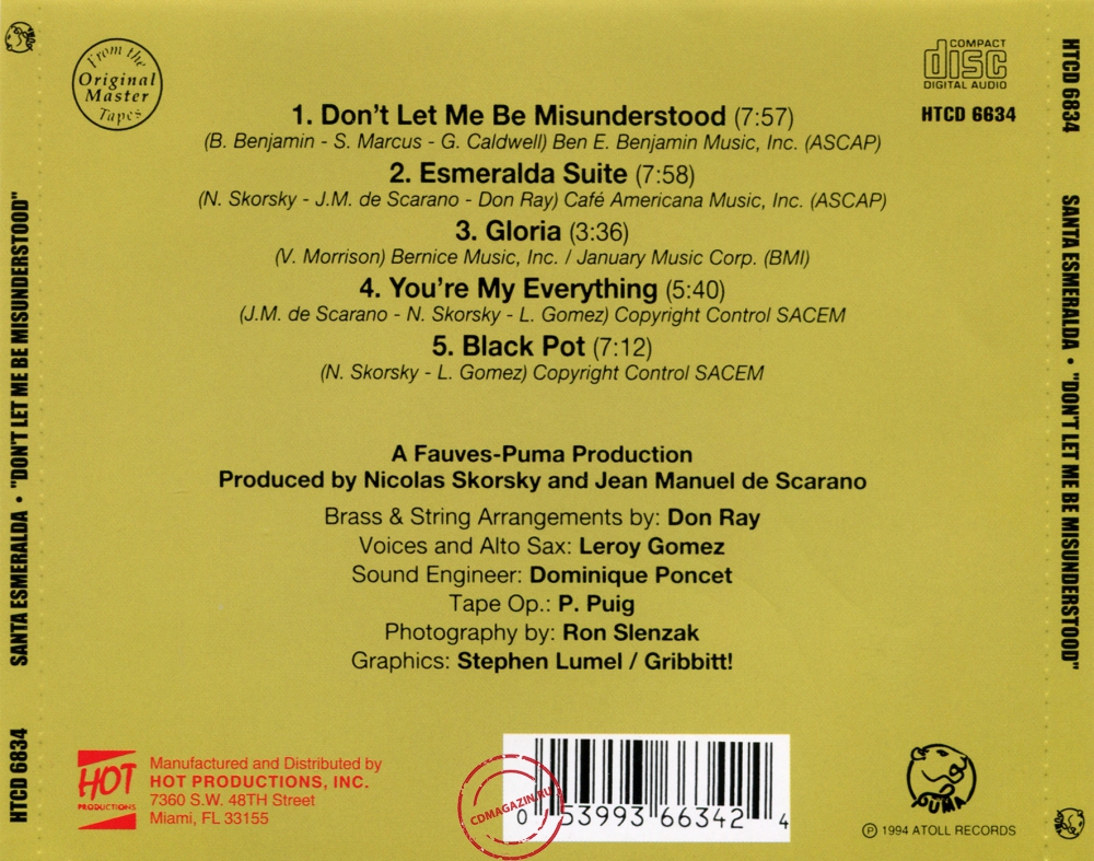 Audio CD: Santa Esmeralda (1977) Don't Let Me Be Misunderstood