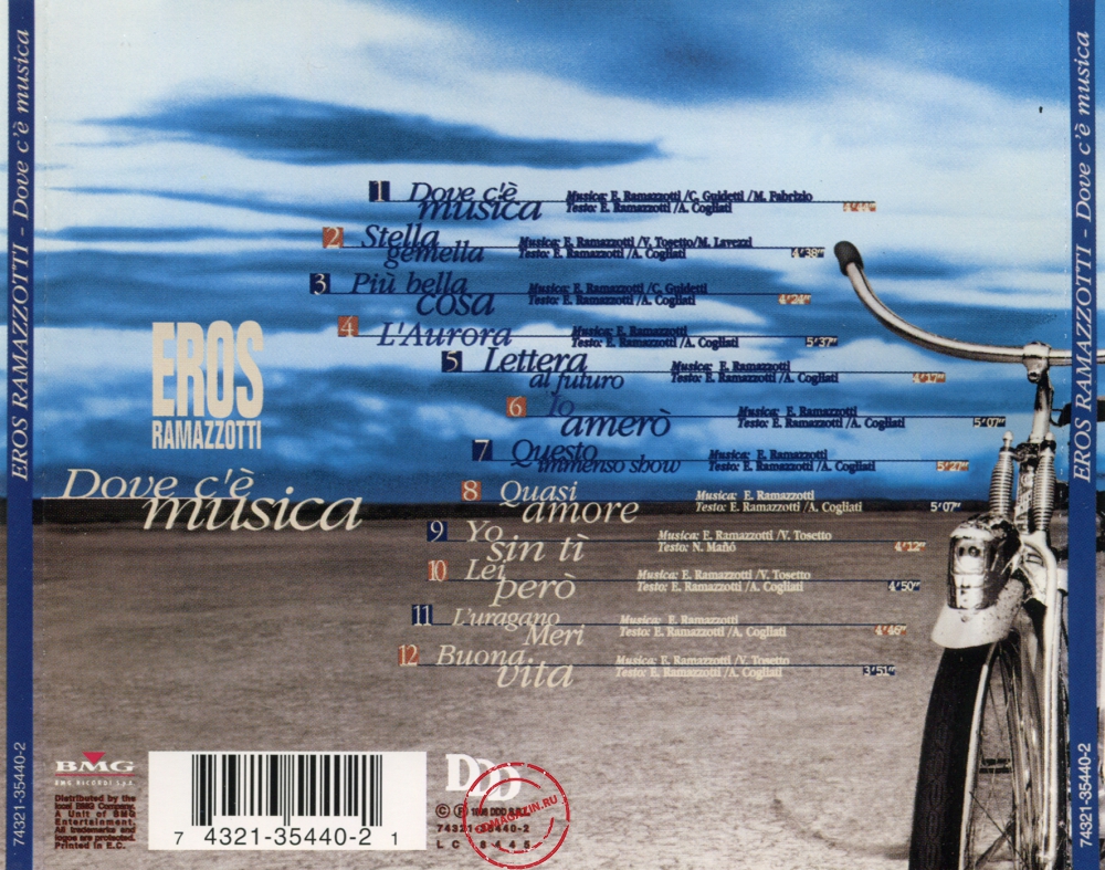 Audio CD: Eros Ramazzotti (1996) Dove C'e Musica