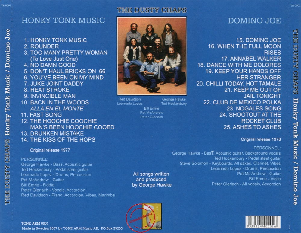 Audio CD: Dusty Chaps (1977) Honky Tonk Music + Domino Joe Audio CD: Dusty Chaps (1977) Honky Tonk Music + Domino Joe