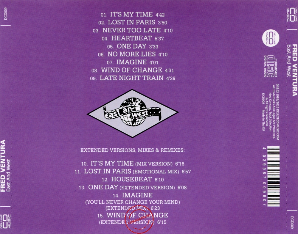 Audio CD: Fred Ventura (1989) East & West Audio CD: Fred Ventura (1989) East & West