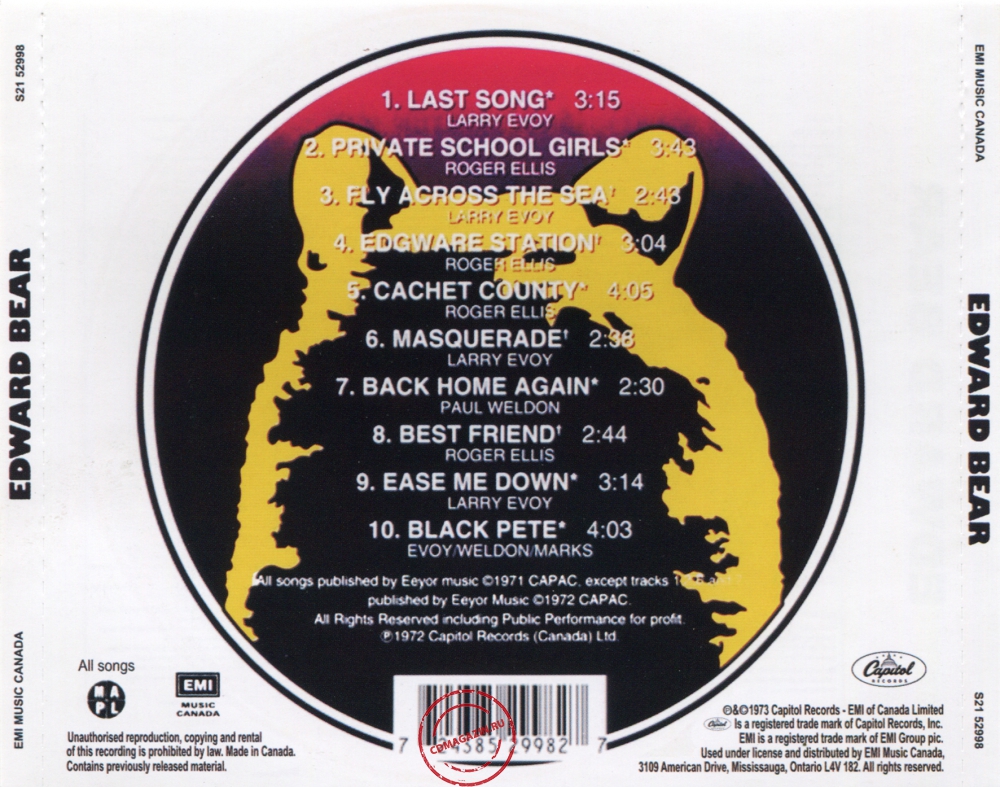 Audio CD: Edward Bear (1973) Edward Bear