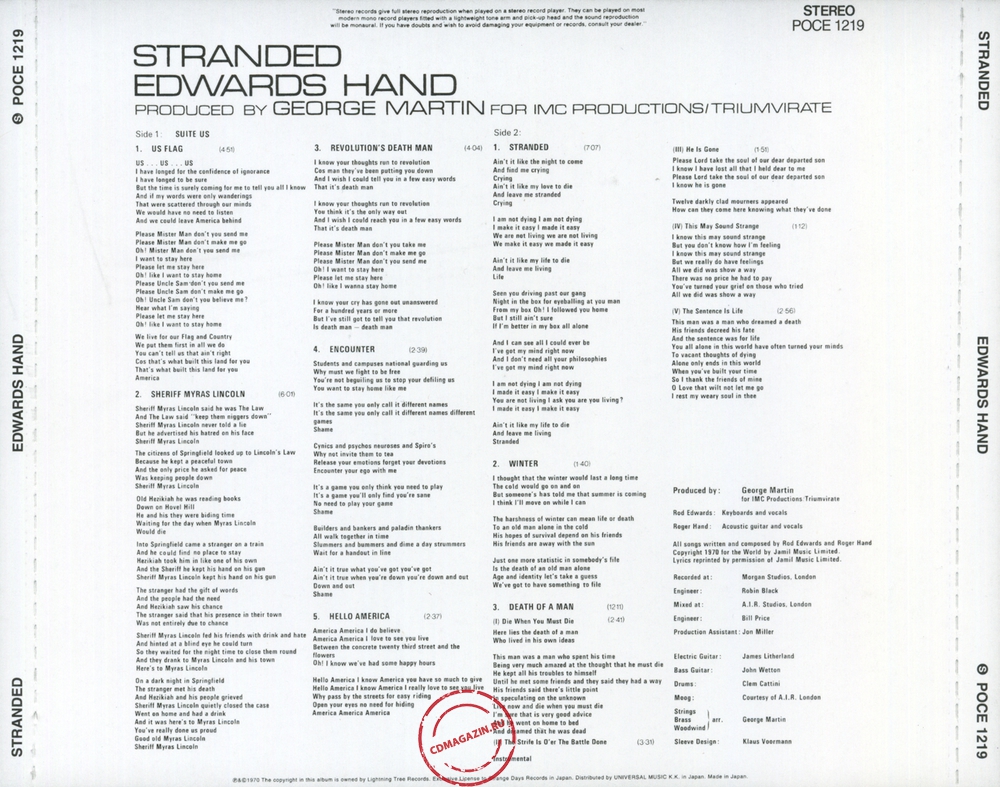 Audio CD: Edwards Hand (1970) Stranded Audio CD: Edwards Hand (1970) Stranded