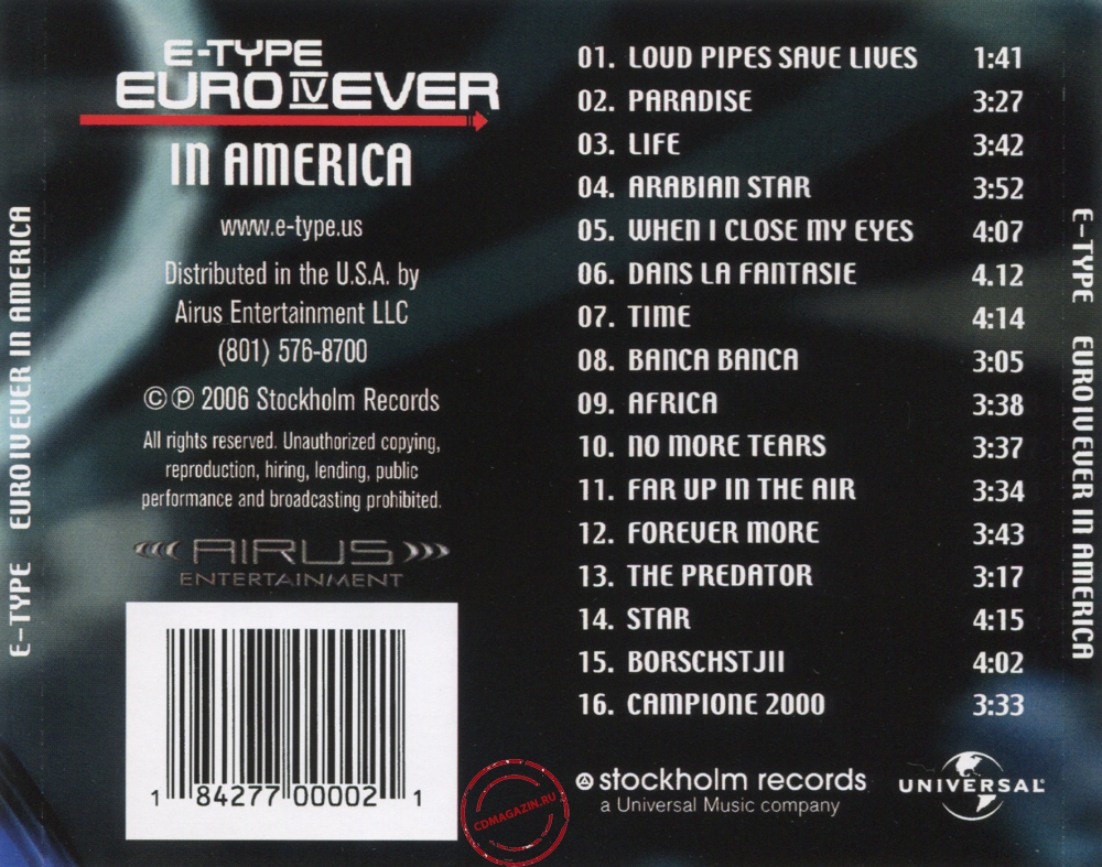 Audio CD: E-Type (2001) Euro IV Ever In America Audio CD: E-Type (2001) Euro IV Ever In America