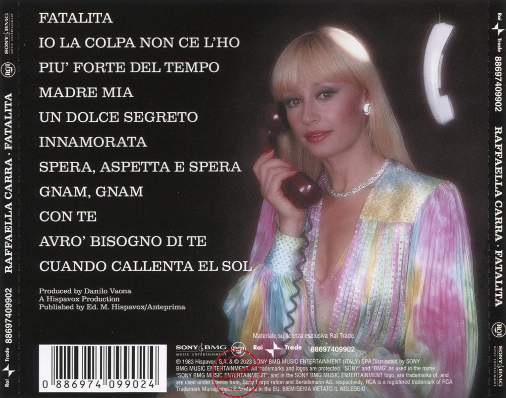 Audio CD: Raffaella Carra (1983) Fatalita' Audio CD: Raffaella Carra (1983) Fatalita'