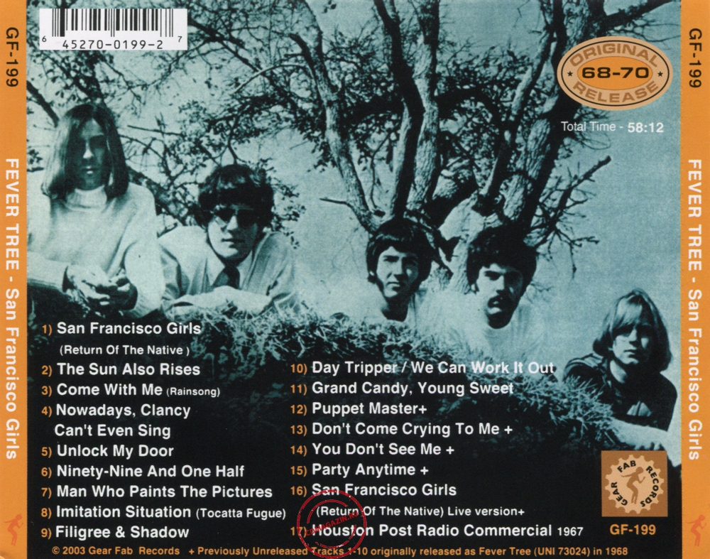 Audio CD: Fever Tree (1968) San Francisco Girls Audio CD: Fever Tree (1968) San Francisco Girls