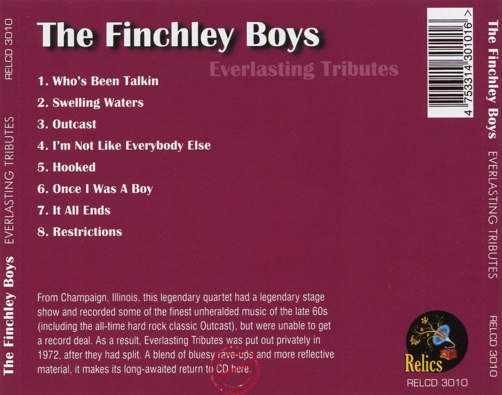Audio CD: Finchley Boys (1972) Everlasting Tributes Audio CD: Finchley Boys (1972) Everlasting Tributes