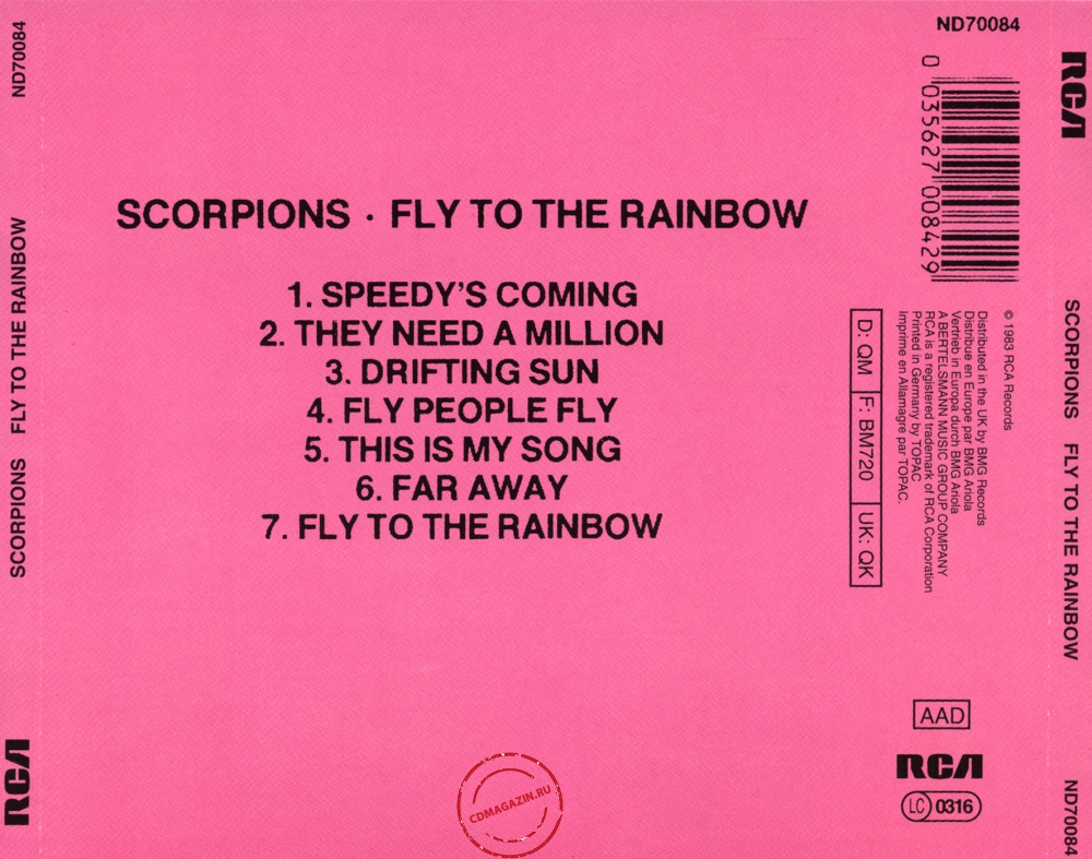 Audio CD: Scorpions (1974) Fly To The Rainbow Audio CD: Scorpions (1974) Fly To The Rainbow