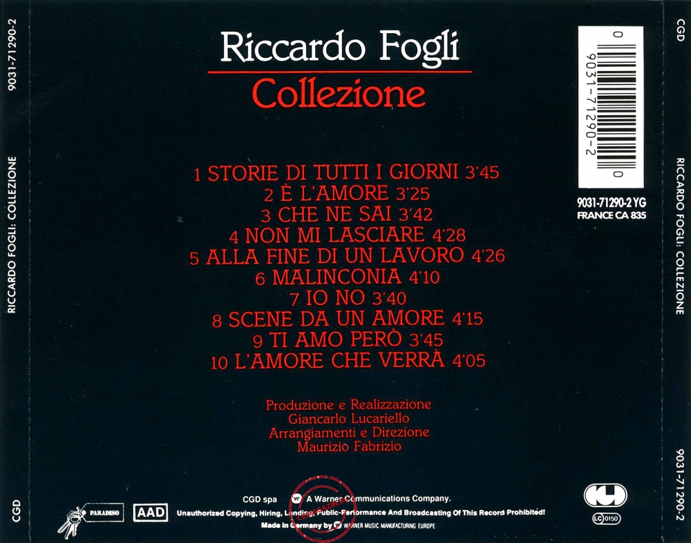 Audio CD: Riccardo Fogli (1982) Collezione