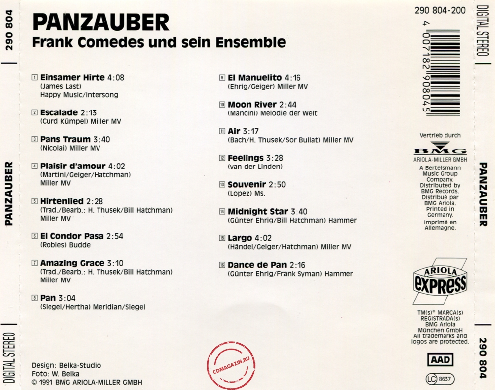 Audio CD: Frank Comedes Und Sein Ensemble (1991) Panzauber Audio CD: Frank Comedes Und Sein Ensemble (1991) Panzauber