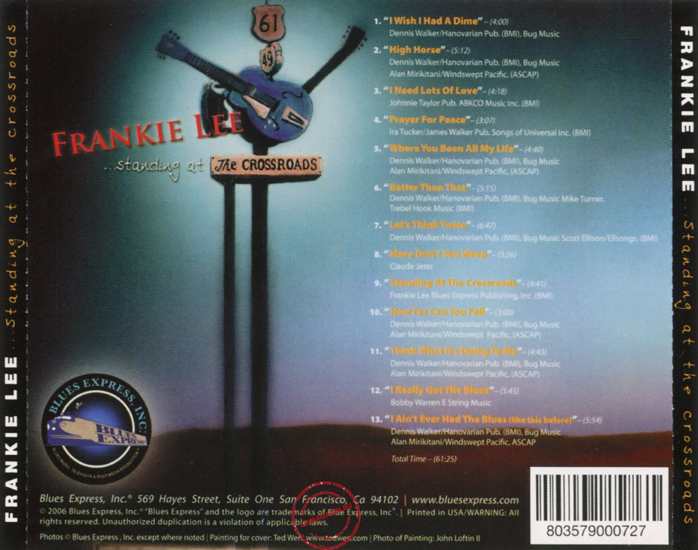 Audio CD: Frankie Lee (3) (2006) Standing At The Crossroads Audio CD: Frankie Lee (3) (2006) Standing At The Crossroads