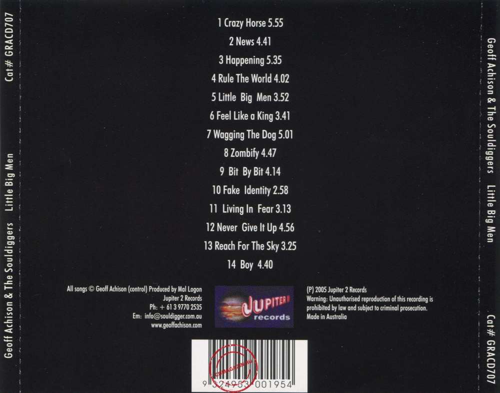 Audio CD: Geoff Achison & The Souldiggers (2005) Little Big Men Audio CD: Geoff Achison & The Souldiggers (2005) Little Big Men