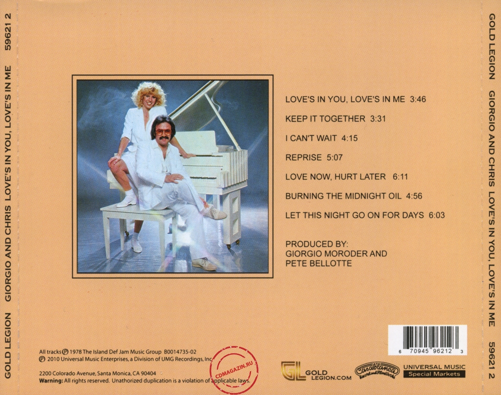 Audio CD: Giorgio Moroder (1978) Love's In You, Love's In Me