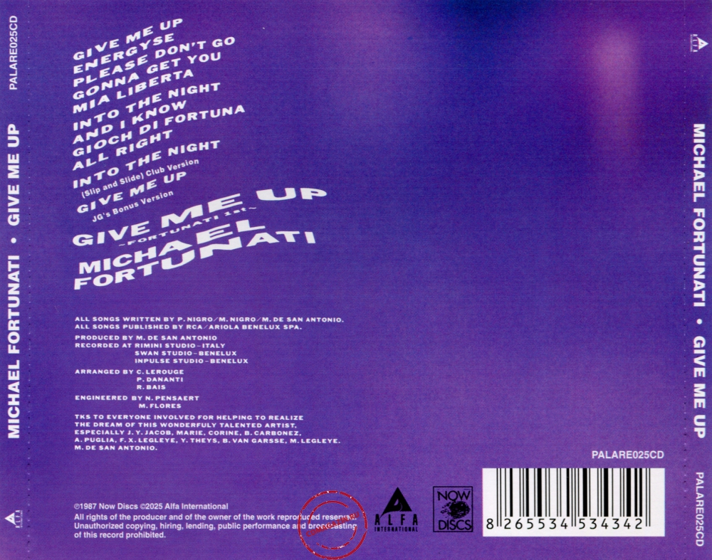 Audio CD: Michael Fortunati (1987) Give Me Up (Fortunati's 1st) Audio CD: Michael Fortunati (1987) Give Me Up (Fortunati's 1st)