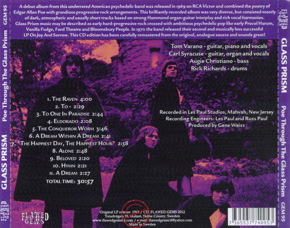 Audio CD: Glass Prism (1969) Poe Through The Glass Prism Audio CD: Glass Prism (1969) Poe Through The Glass Prism