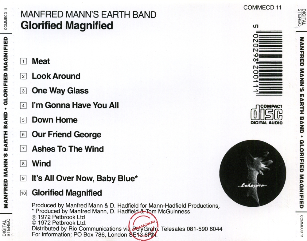 Audio CD: Manfred Mann's Earth Band (1972) Glorified Magnified Audio CD: Manfred Mann's Earth Band (1972) Glorified Magnified