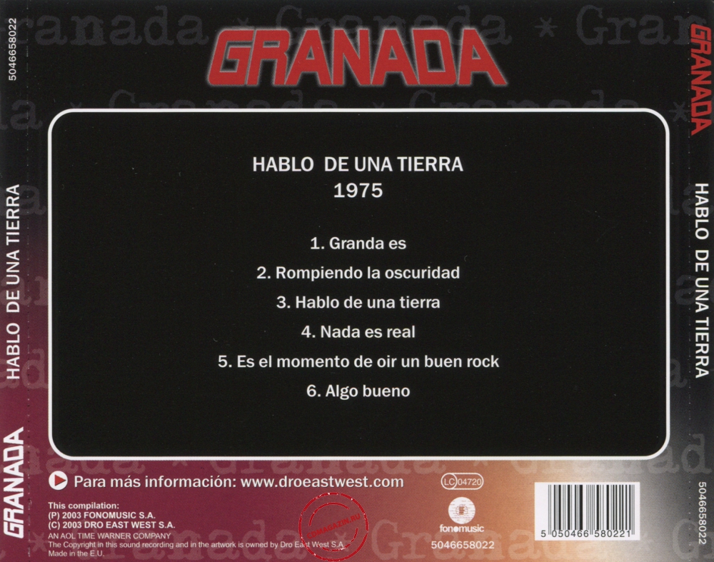 Audio CD: Granada (2) (1975) Hablo De Una Tierra