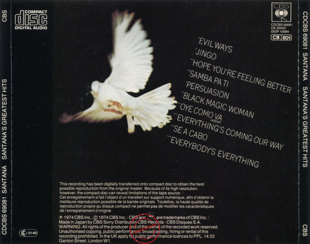 Audio CD: Santana (1974) Santana's Greatest Hits Audio CD: Santana (1974) Santana's Greatest Hits