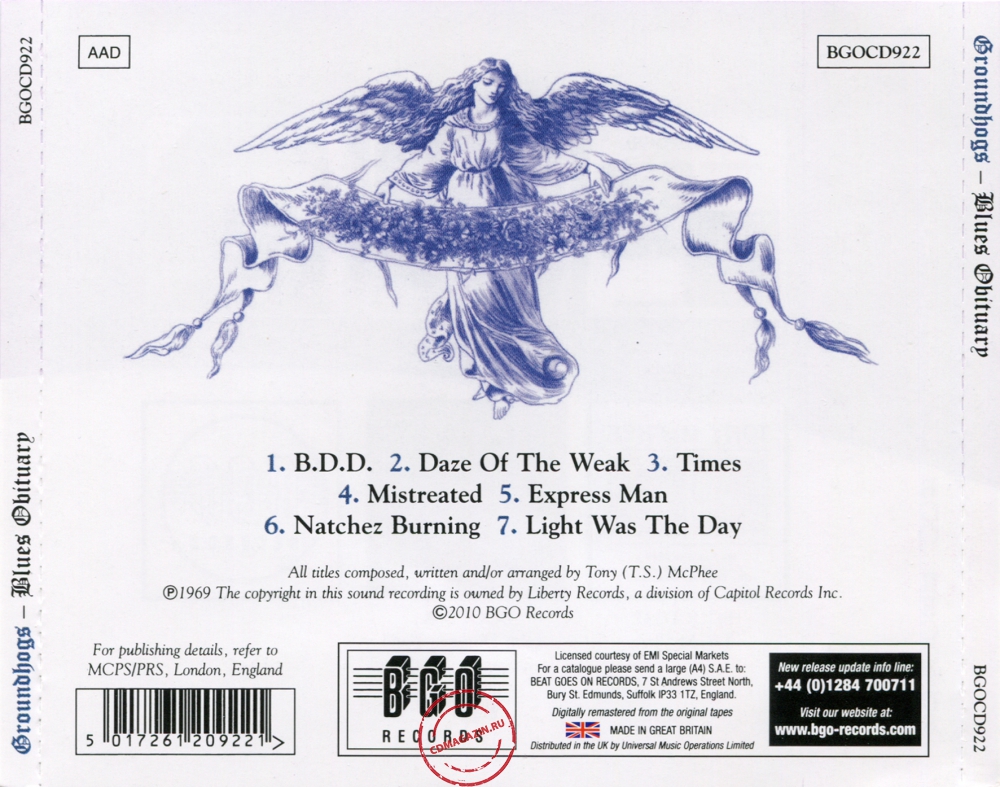 Audio CD: Groundhogs (1969) Blues Obituary Audio CD: Groundhogs (1969) Blues Obituary