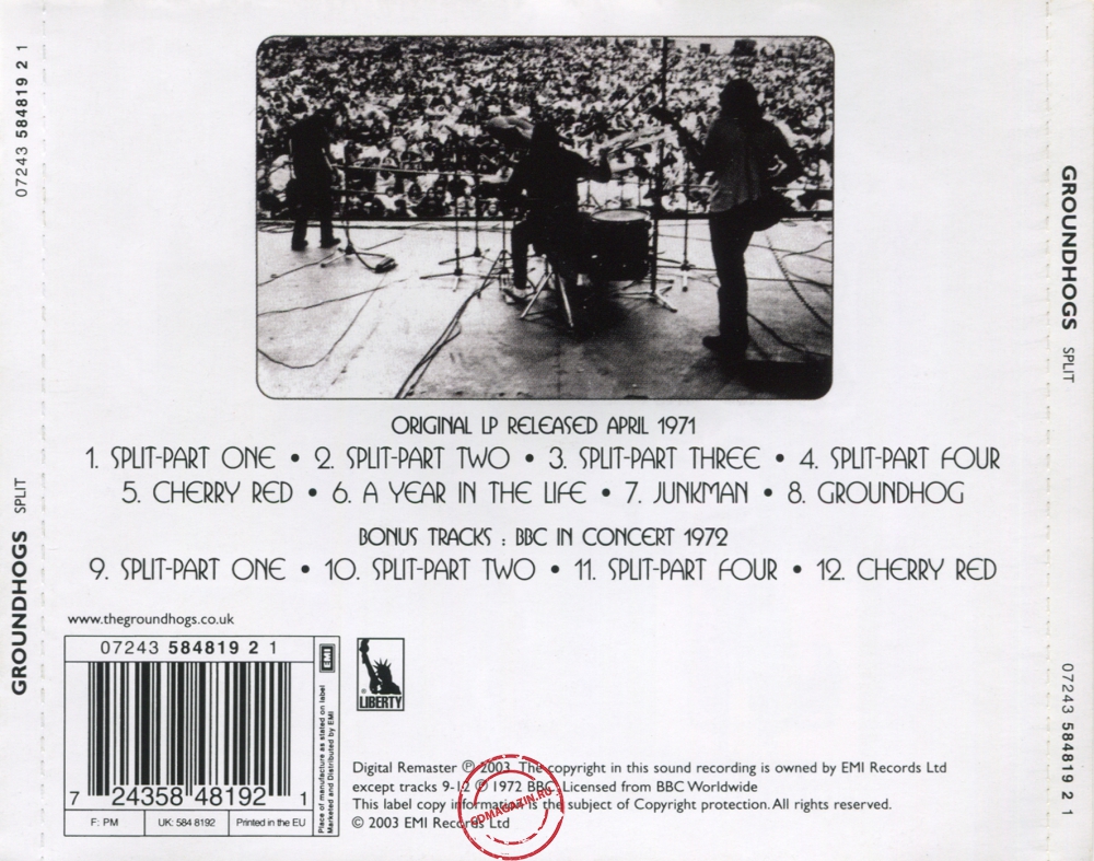 Audio CD: Groundhogs (1971) Split Audio CD: Groundhogs (1971) Split