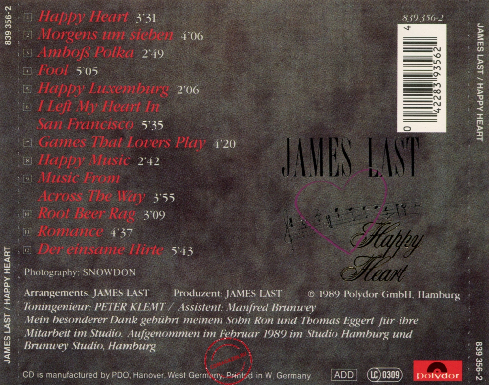 Audio CD: James Last (1989) Happy Heart