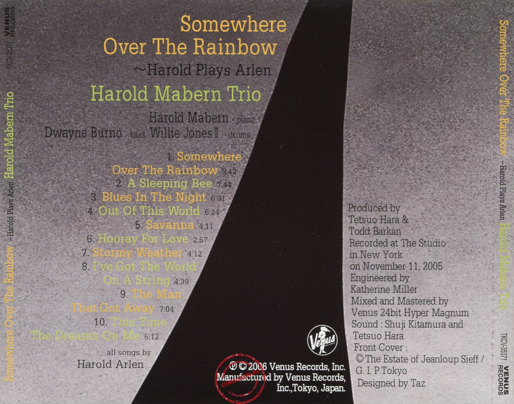 Audio CD: Harold Mabern Trio (2007) Somewhere Over The Rainbow