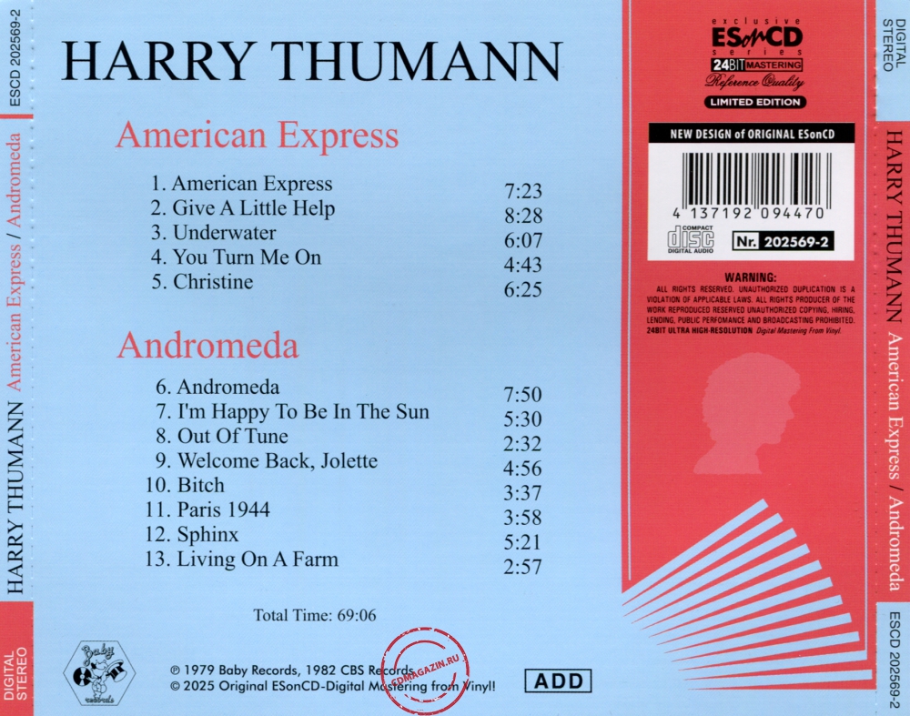 Audio CD: Harry Thumann (1979) American Express + Andromeda