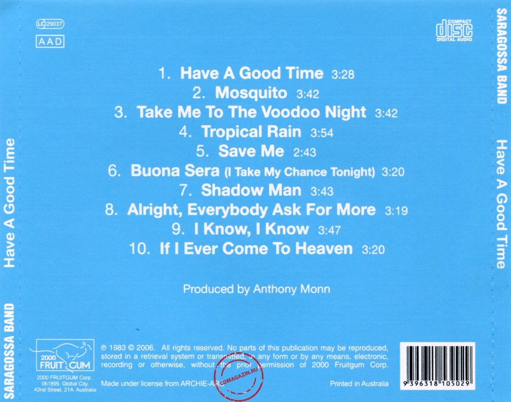 Audio CD: Saragossa Band (1983) Have A Good Time Audio CD: Saragossa Band (1983) Have A Good Time