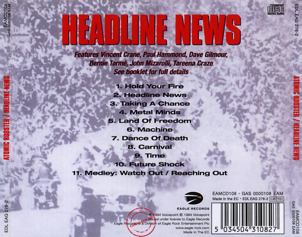Audio CD: Atomic Rooster (1983) Headline News Audio CD: Atomic Rooster (1983) Headline News