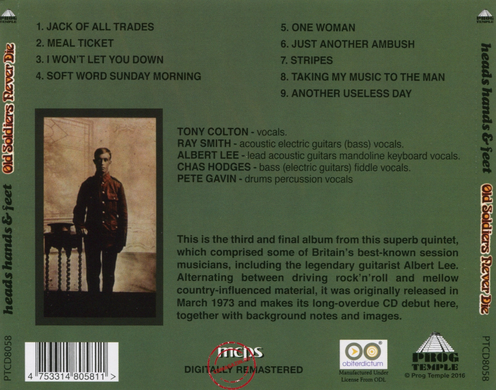 Audio CD: Heads Hands & Feet (1973) Old Soldiers Never Die Audio CD: Heads Hands & Feet (1973) Old Soldiers Never Die