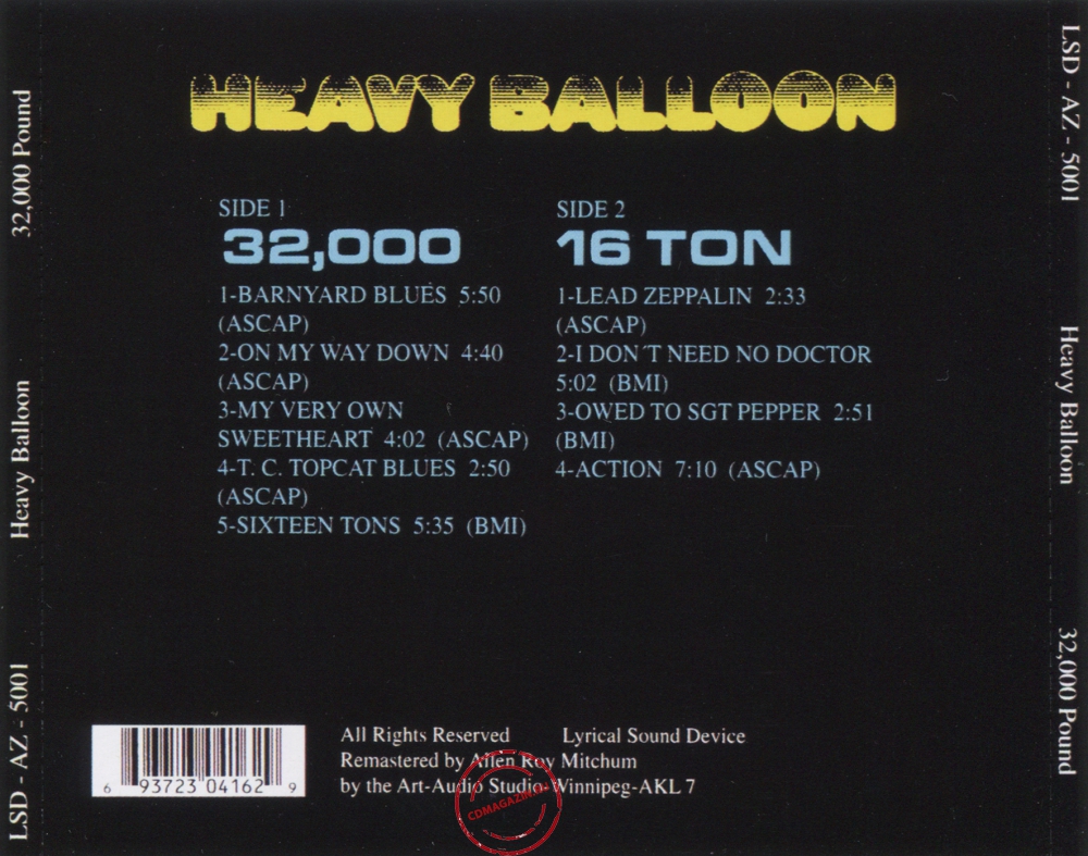 Audio CD: Heavy Balloon (1969) 32,000 Pound Audio CD: Heavy Balloon (1969) 32,000 Pound