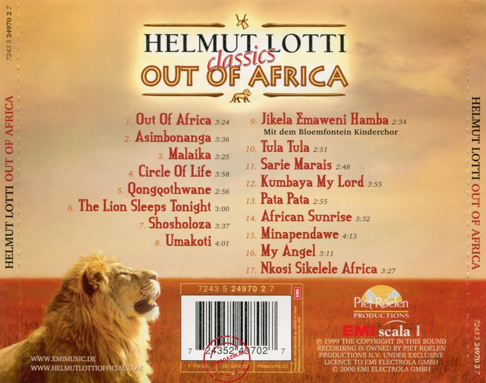 Audio CD: Helmut Lotti (1999) Out Of Africa