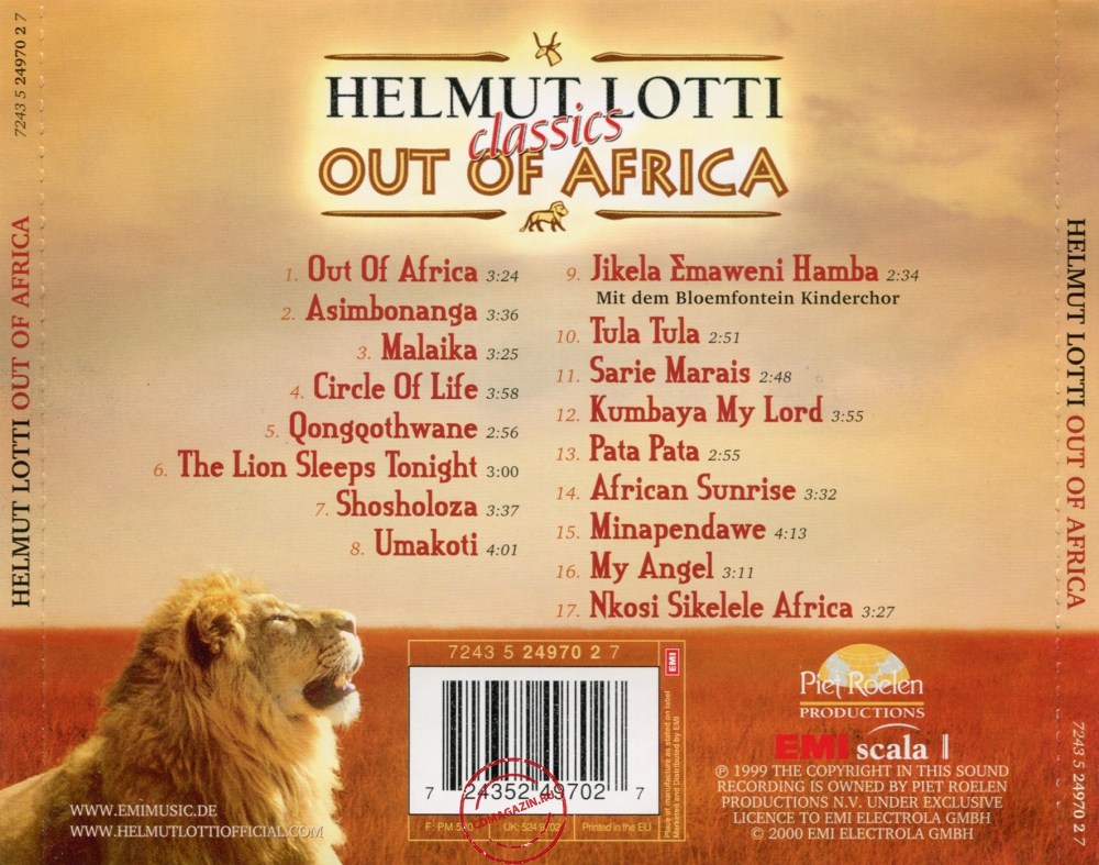 Audio CD: Helmut Lotti (1999) Out Of Africa Audio CD: Helmut Lotti (1999) Out Of Africa