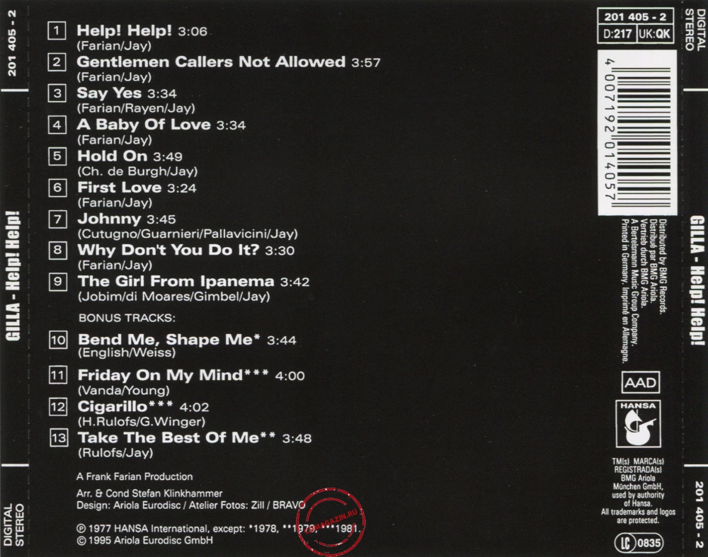 Audio CD: Gilla (1977) Help! Help!
