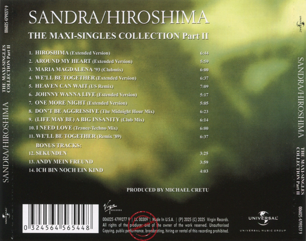 Audio CD: Sandra (2025) Hiroshima (The Maxi-Singles Collection Part II)