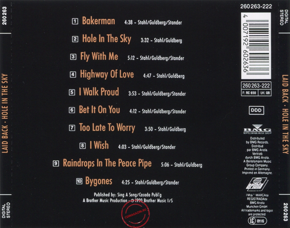 Audio CD: Laid Back (1990) Hole In The Sky Audio CD: Laid Back (1990) Hole In The Sky