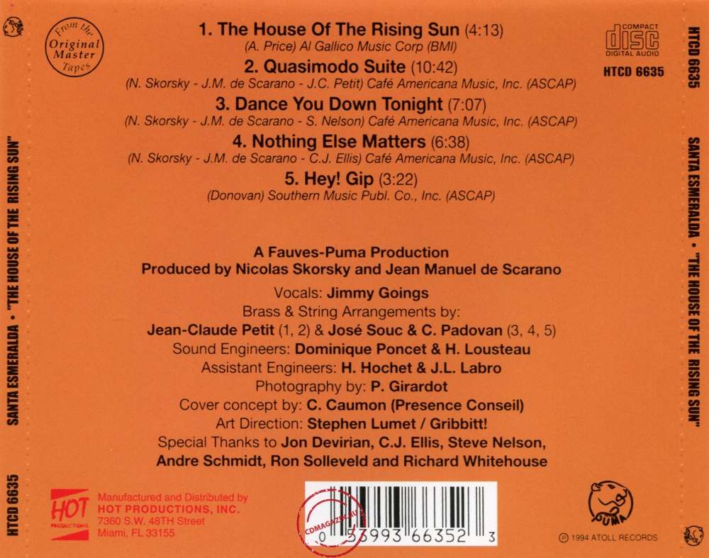 Audio CD: Santa Esmeralda (1977) The House Of The Rising Sun