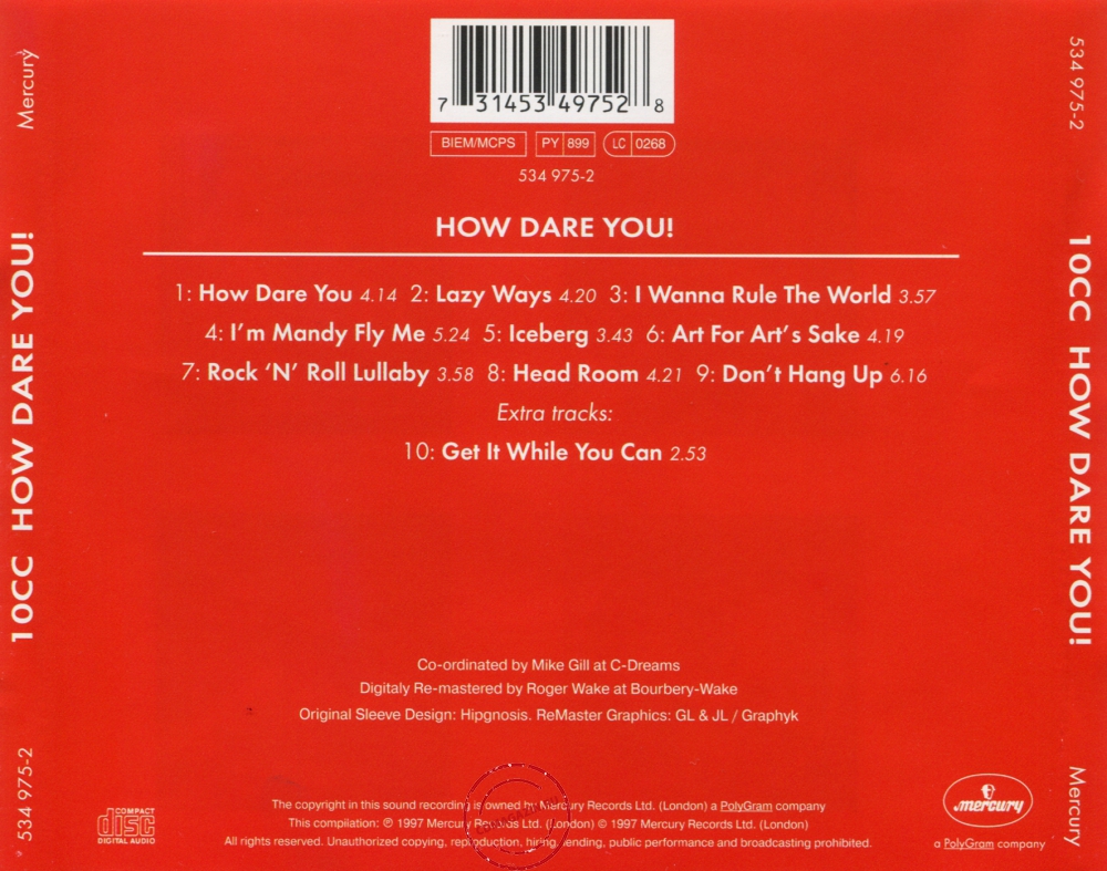 Audio CD: 10cc (1975) How Dare You! Audio CD: 10cc (1975) How Dare You!