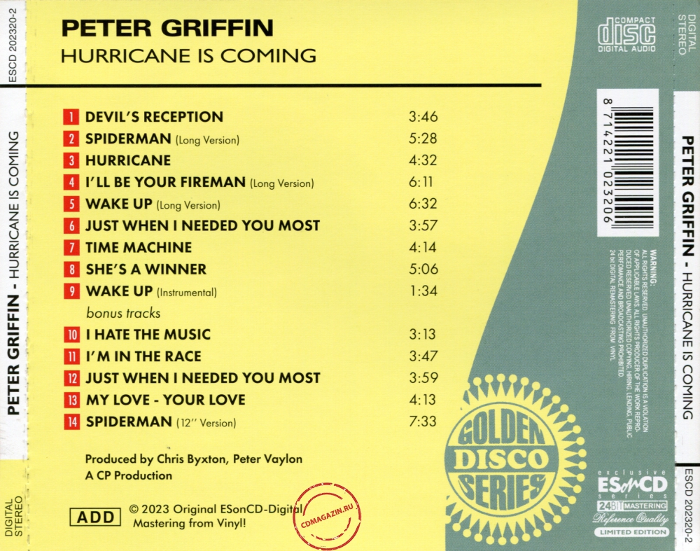 Audio CD: Peter Griffin (1980) Hurricane Is Coming Audio CD: Peter Griffin (1980) Hurricane Is Coming