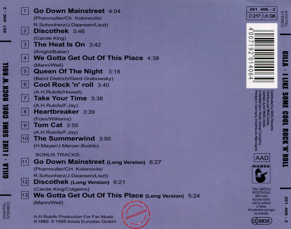 Audio CD: Gilla (1980) I Like Some Cool Rock'N'Roll Audio CD: Gilla (1980) I Like Some Cool Rock'N'Roll