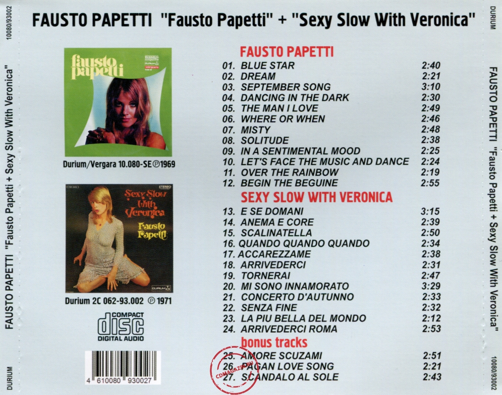 Audio CD: Fausto Papetti (1966) I Remember N. 3 + I Remember N. 7